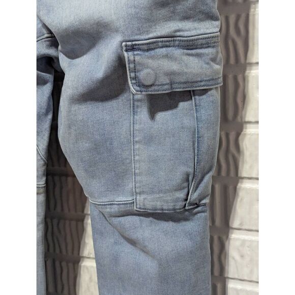 Pacsun Men's Light Blue Solid Mid-Rise Drawstring Waist Cargo Jeans Size M - Picture 5 of 9